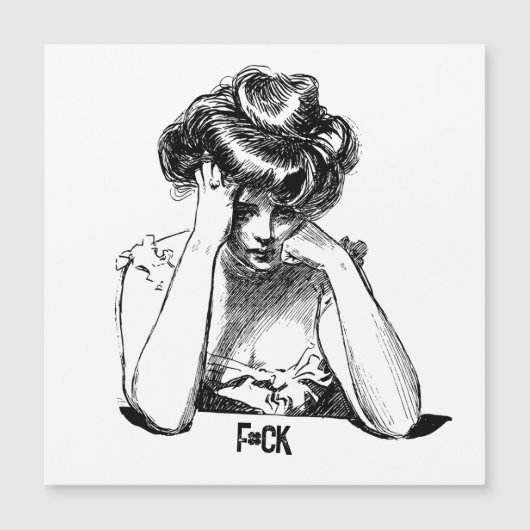 Sad Lady sagt "f#ck" Magnetkarte (Vorderseite)