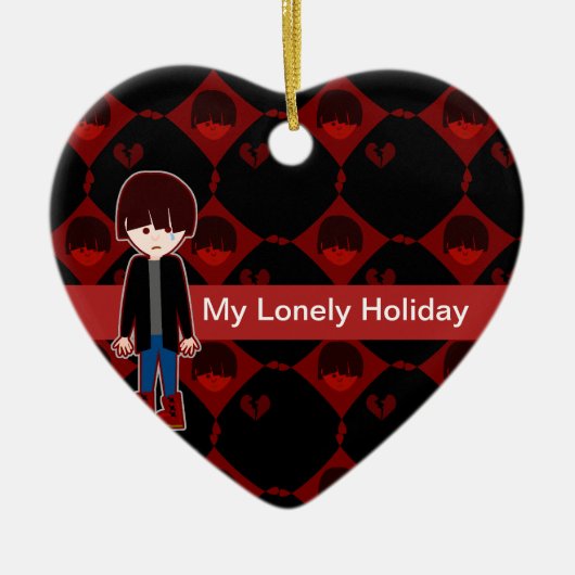 Sad Lonely Emo Boy Keramikornament (Vorne)