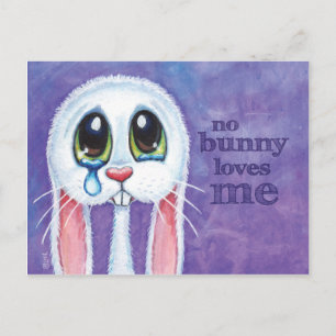 Sad Lonely White Rabbit Postcard Postkarte
