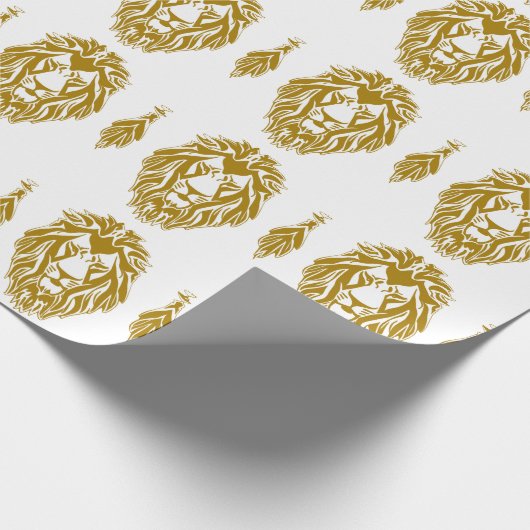 Sad Löwe goldenes Kopfgeschenk Geschenkpapier (Ecke)