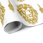 Sad Löwe goldenes Kopfgeschenk Geschenkpapier (Rolleneckpunkt)