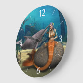 Sad Mermaid Große Wanduhr (Winkel)
