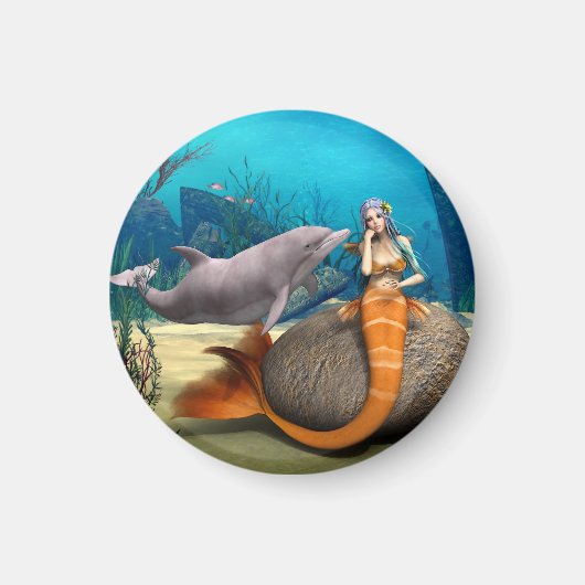 Sad Mermaid und Dolphin Magnet (Vorne)