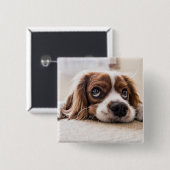 Sad-Mit Augen Cocker Spanierhund Button (Vorne & Hinten)