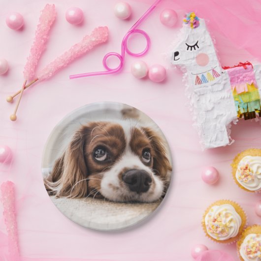 Sad-Mit Augen Cocker Spanierhund Pappteller (Party)