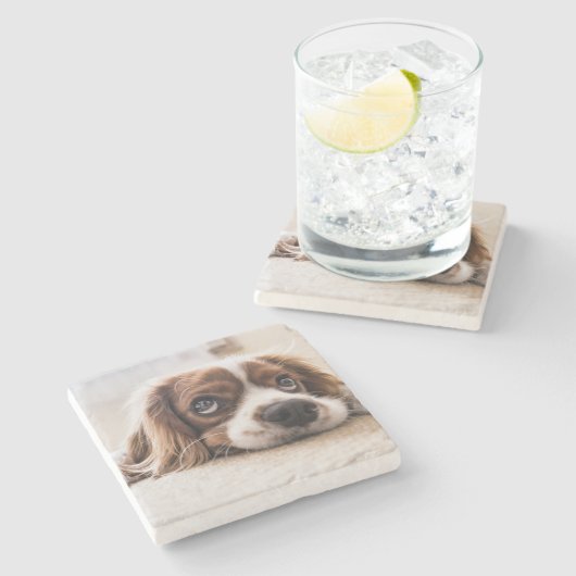 Sad-Mit Augen Cocker Spanierhund Steinuntersetzer (Seitenansicht)