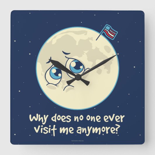 Sad Moon Quadratische Wanduhr (Vorderseite)
