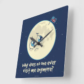 Sad Moon Quadratische Wanduhr (Winkel)