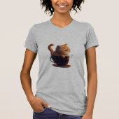 Sad Orange Tabby Cat in Coffee Cup Graphic T-Shirt (Vorderseite)