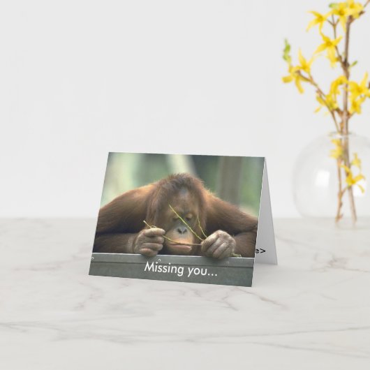 Sad Orangutan Vermisst Sie Karte (Gelbe Blume)
