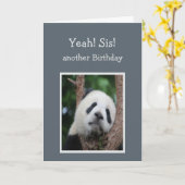 Sad Panda Bear Happy Birthday Sister Spaß Karte (Gelbe Blume)