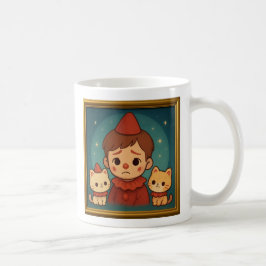 Sad Pierrot and Cats Mug Kaffeetasse