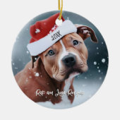 Sad Pit Bull mit Weihnachten in der Weihnachtsmann Keramik Ornament (Vorne)