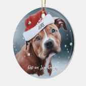 Sad Pit Bull mit Weihnachten in der Weihnachtsmann Keramik Ornament (Links)