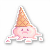 Sad Pixel Art Ice-Creme Aufkleber (Vorderseite)