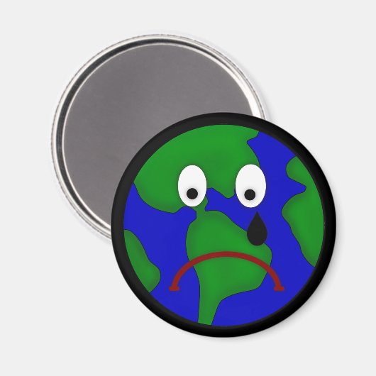 Sad Planet Earth Design Magnet (Vorderseite/Rückseite)