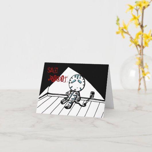 Sad Robot Greeting Card Karte (Gelbe Blume)