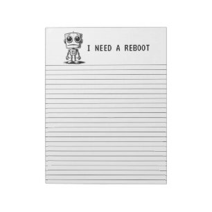 Sad Robot - Ich brauche einen Neustart Notizblock