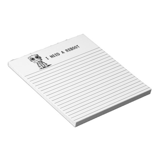 Sad Robot - Ich brauche einen Neustart Notizblock (angewinkelt)