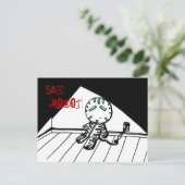 Sad Robot Postcard Postkarte (Stehend Vorderseite)