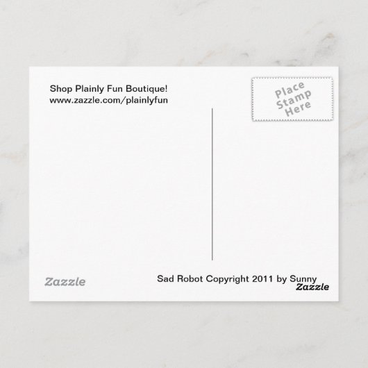 Sad Robot Postcard Postkarte (Rückseite)
