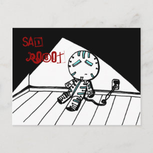 Sad Robot Postcard Postkarte