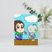 Sad Robot Postkarte (Stehend Vorderseite)