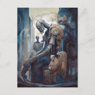 Sad Robot Science Fiction Art Postkarte