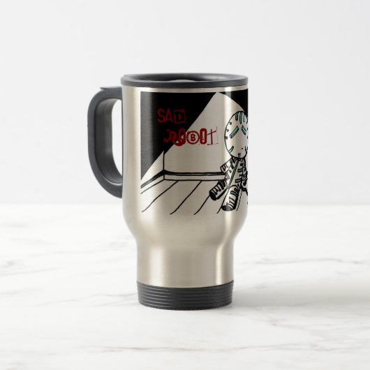 Sad Robot Travel Mug Reisebecher (Vorderseite Links)