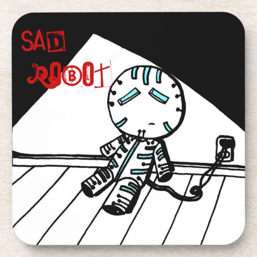 Sad Robot Untersetzer - Set von 6 Jahren (Vorderseite)