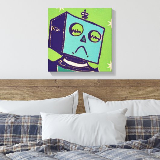 Sad Robot Wrapped Canvas Leinwanddruck (Insitu (Schlafzimmer))