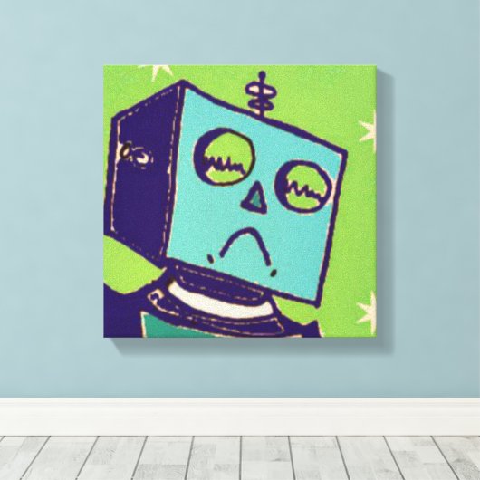 Sad Robot Wrapped Canvas Leinwanddruck (Insitu (Holzboden))