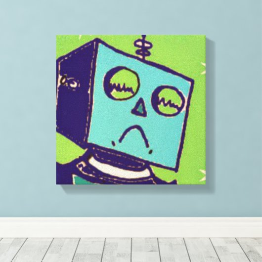 Sad Robot Wrapped Canvas Leinwanddruck (Insitu (Holzboden))
