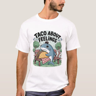 Sad Shark Eating Taco Funny Park Cartoon T-Shirt