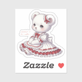 Sad Sweet Goth Bear - Red & White Frilly Dress Aufkleber