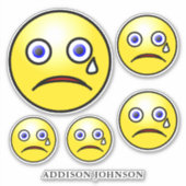 Sad Tear Emoji Yellow Faces Collection Name 8" Aufkleber (Vorderseite)