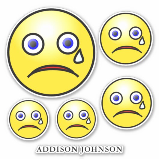 Sad Tear Emoji Yellow Faces Collection Name 8" Aufkleber (Vorderseite)