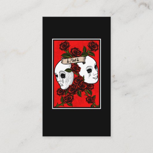Sad Theater Mask Flowers Pastel Goth Visitenkarte (Vorderseite)