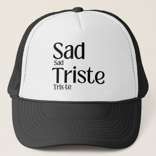 Sad Triste Educational Learning Vocabulary Flashca Truckerkappe (Vorderseite)