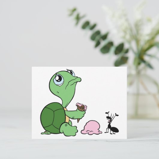 Sad Turtle Happy Ant Postkarte (Stehend Vorderseite)