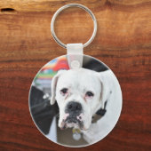 Sad White Boxer Schlüsselanhänger (Vorderseite)
