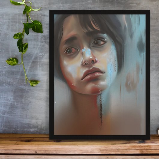 Sad Woman Abstrakt AI Generated Art Fotodruck