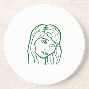 Sad Woman's Face Vector Untersetzer