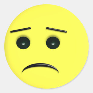 Sad Yellow Face Sicker Runder Aufkleber