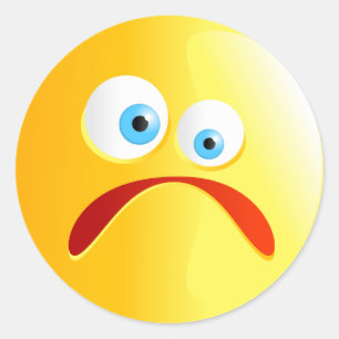Sad Yellow Smilie Runder Aufkleber