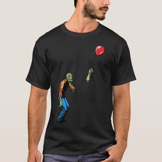 Sad Zombie with Balloon funny funny T-Shirt (Vorderseite)