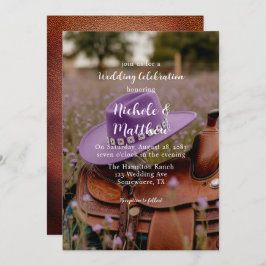 Saddle auf dem Zaun mit einer Hutehochensfeier Einladung