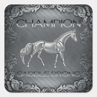 Saddle Bronc Champion Rodeo Gravio Plaque Quadratischer Aufkleber