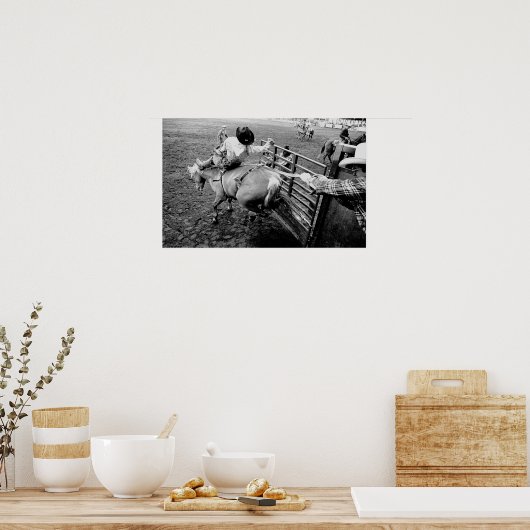 Saddle Bronc Rider, Schwarzweiß Poster (Küche)