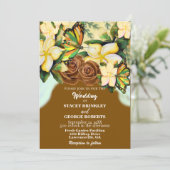 Saddle Brown Boho-Wildblume Blumenhochzeit Einladung (Stehend Vorderseite)